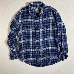 Chaps Classic Flannel Mens Medium Cotton Blue Plaid
